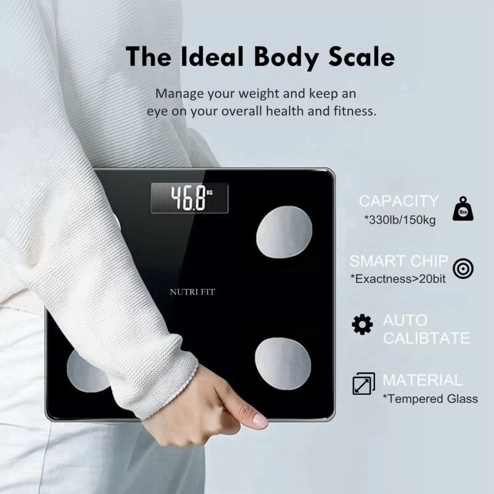 NUTRI FIT Smart Digital Bathroom Scale with Bluetooth & Body Composition
