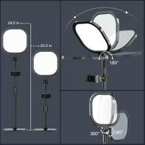 Adjustable Zoom Lighting for Video Calls | 30 Modes Desk Ring Light with Stand