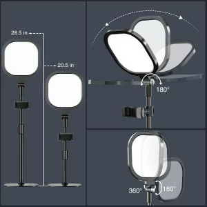 Adjustable Zoom Lighting for Video Calls | 30 Modes Desk Ring Light with Stand