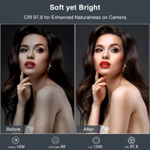 Adjustable Zoom Lighting for Video Calls | 30 Modes Desk Ring Light with Stand