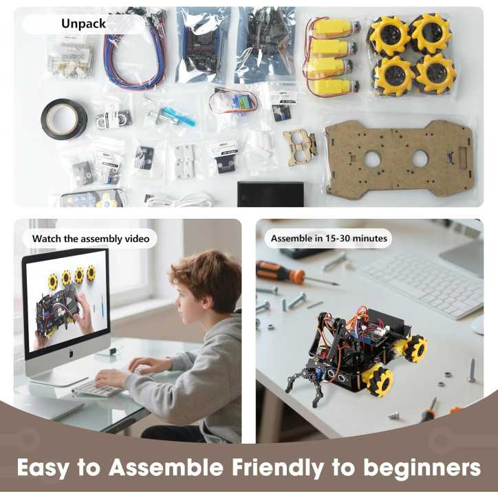 ACEBOTT 5DOF Smart Robot Arm Car Kit for Kids 8-12, ESP32 Arduino/Python Coding, App & Remote STEM Toy