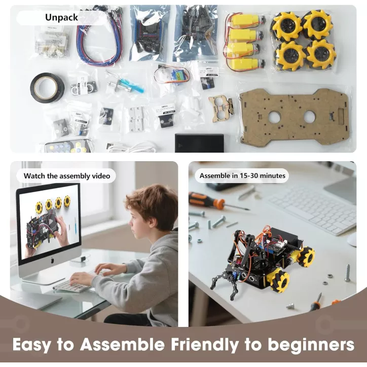 Kit Robotique ACEBOTT 5DOF pour Enfants 8-12 ans, Programmation ESP32 Arduino, Télécommande STEM