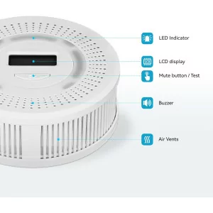 2-in-1 Smoke & Carbon Monoxide Alarm with Digital Display & Sound Light