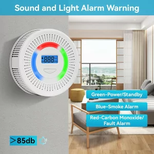 2-in-1 Smoke & Carbon Monoxide Alarm with Digital Display & Sound Light