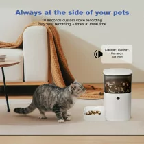 Automatic Cat Feeder 4L with Voice Recorder & 8 Meals Daily – White