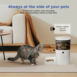 Automatic Cat Feeder 4L with Voice Recorder & 8 Meals Daily – White