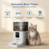 Automatic Cat Feeder 4L with Voice Recorder & 8 Meals Daily – White