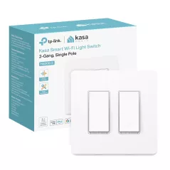 Interrupteur Intelligent Kasa HS200-2 2-Gang, Wi-Fi 2.4GHz, Compatible Alexa & Google Home, Blanc