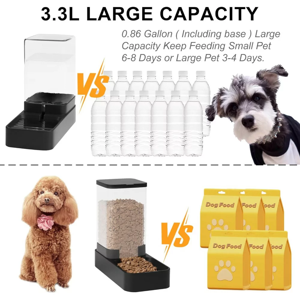Automatic Cat Feeder & Water Dispenser Set with 3.3L Capacity – Black