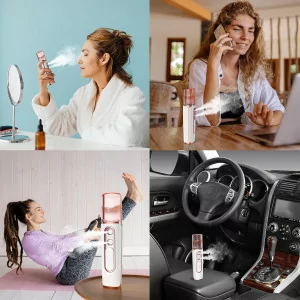 withthesun Nano Facial Mister - USB Rechargeable Cool Mist Steamer Pink