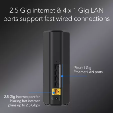 NETGEAR Nighthawk Routeur WiFi 7 Double Bande RS90, Vitesse 3.6 Gbps, 2000 sq.ft, 50 Appareils, Port 2.5G