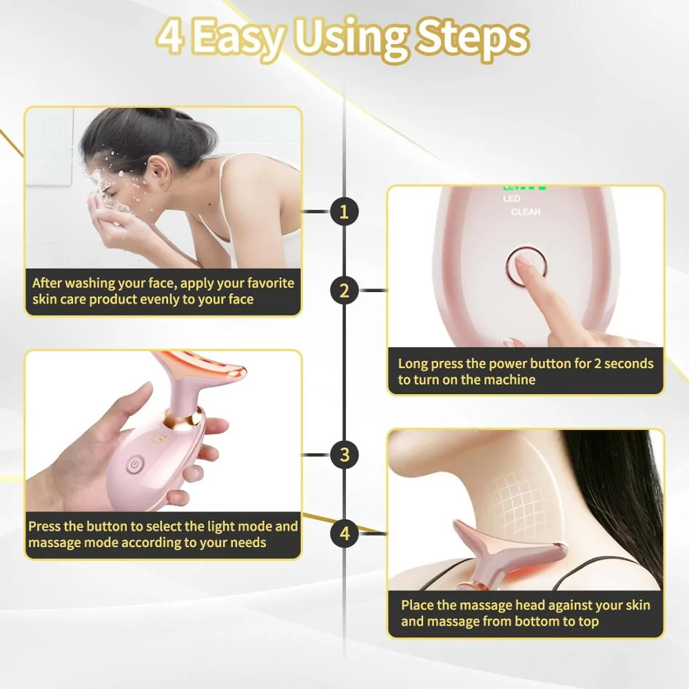 Triple Action LED Face & Neck Light Therapy Device with 7 Color LEDs