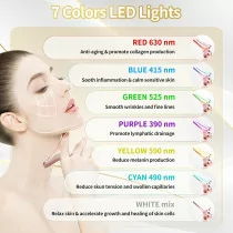 Triple Action LED Face & Neck Light Therapy Device with 7 Color LEDs