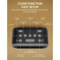 Réveil Super Puissant 115dB, Double Alarme, 6 Sons - Gris
