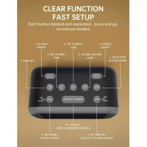 Super Loud Alarm Clock 115dB with Dual Alarms & 6 Sounds for Heavy Sleepers
