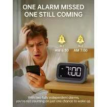 Super Loud Alarm Clock 115dB with Dual Alarms & 6 Sounds for Heavy Sleepers