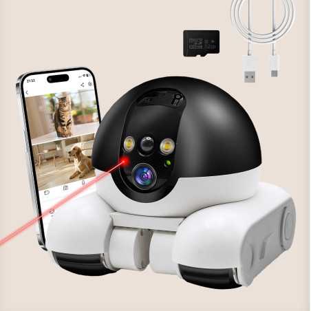 DreamBee 1080P Dual Lens Indoor Security Robot Camera on Wheels with 2-Way Talk, Night Vision & App Control