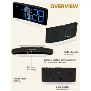 Cadmos Extra Loud Alarm Clock for Heavy Sleepers with 7-Color Night Light