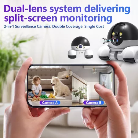 Caméra Robot Mobile Wi-Fi 64GB Vision Nuit Audio Bidirectionnel