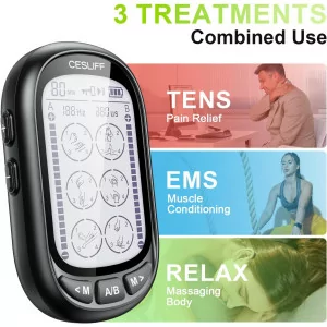 Dual Channel TENS EMS Unit - 24 Modes, 36 Levels, Large Screen Muscle Stimulator