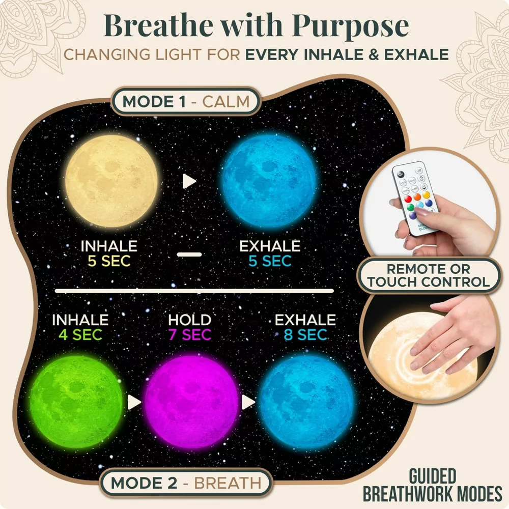Zen Moon Lamp 5.5 – Meditation Light & Guided Breathing Night Light