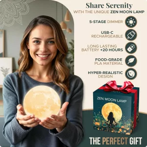 Zen Moon Lamp 5.5 – Meditation Light & Guided Breathing Night Light