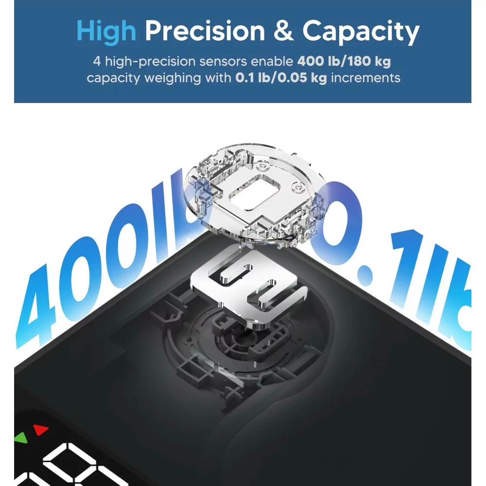 Smart Bluetooth Body Scale – 14 Metrics, 400lbs Capacity & Fitness App