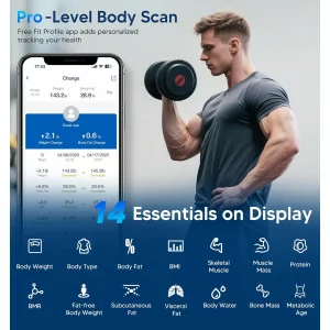 Smart Bluetooth Body Scale – 14 Metrics, 400lbs Capacity & Fitness App