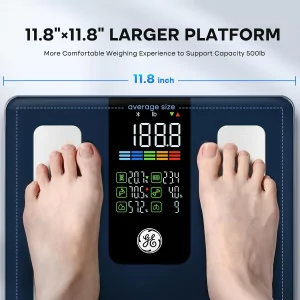 GE Smart Scale Bluetooth Body Weight & Health Monitor 500lbs Dark Blue