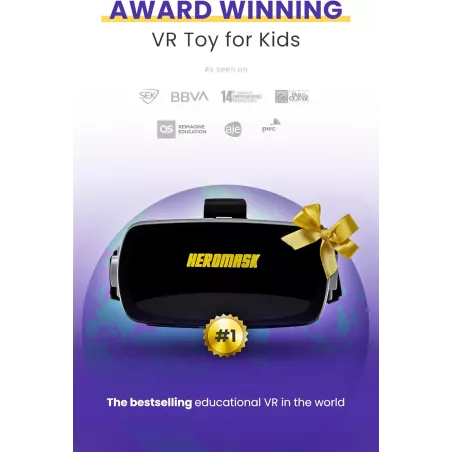 HeroMask Casque VR + Jeux de Maths - Cadeau Enfants 5-12 ans, Multiplication, Additions & Plus