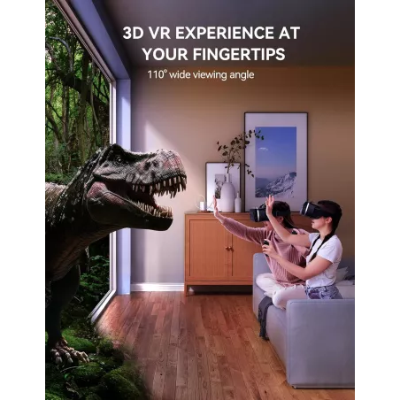 Casque VR TECKNET avec Contrôleur Bluetooth, Lentilles HD Anti-Lumière Bleue, Compatible iPhone/Samsung