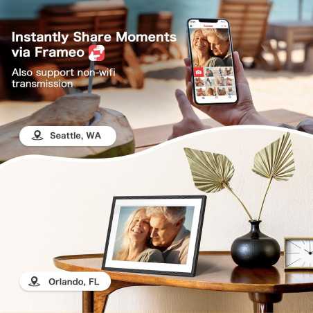 10.1 Frameo Digital Picture Frame, 32GB, WiFi, 1280x800 HD Touchscreen, Wall Mountable, Instant Sharing