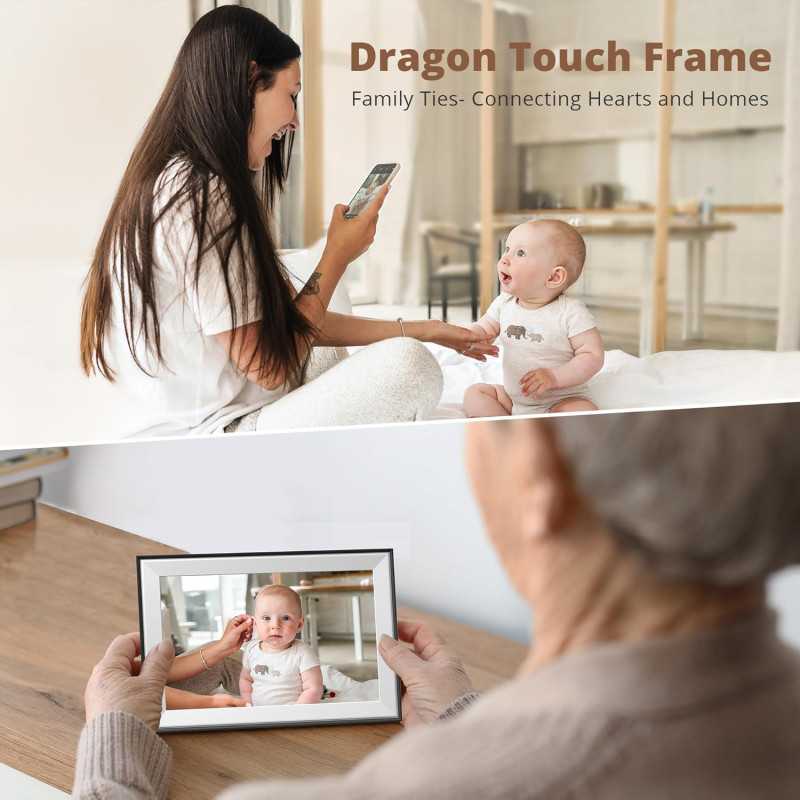 Dragon Touch 10.1 HD Digital Photo Frame - WIFI, Touch Screen & App