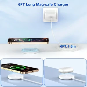 Apple MFi Magnetic Wireless Charger 15W Fast Charging Pad for iPhone & AirPods
