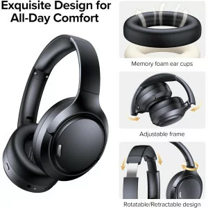 Hybrid ANC Wireless Headphones - 120H Playtime, Clear Mic, Hi-Res Audio