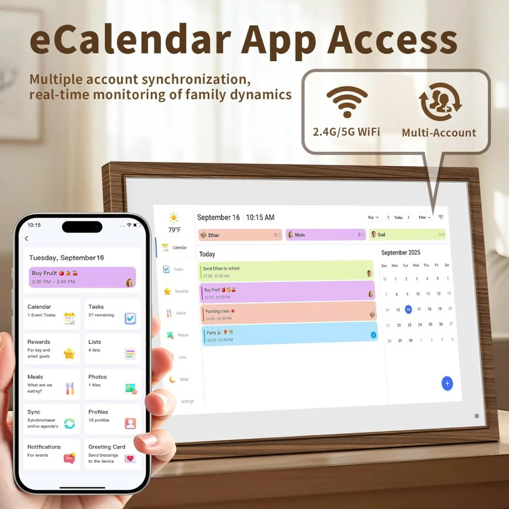 10.1 Digital Calendar Chore Chart - Interactive Family Planner & Frame