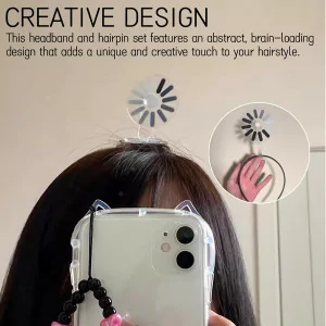 5-Piece Abstract Brain Loading Headband Hairpin - Rotatable & Fun