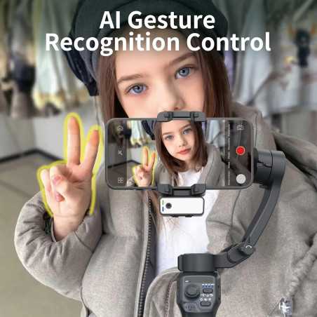 Stabilisateur 3-Axes Smartphone avec Lumière & Suivi AI