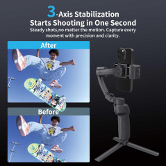 3-Axis Smartphone Gimbal with Fill Light & AI Tracking for Vlogging