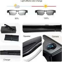 Lunettes AI Intelligentes avec Caméra 8MP, Traduction Temps Réel, Audio Open-Ear, Verres Photochromiques