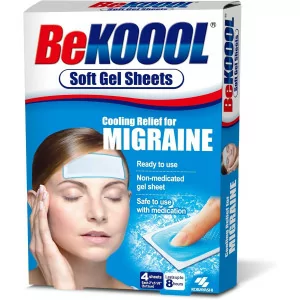 BeKOOOL Migraine Gel Sheets - 4 Count for Fast Relief