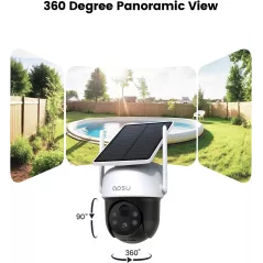 Caméra Solaire AOSU Extérieure Sans Fil 2K Vision Nuit Couleur Suivi Humain 360° Surveillance
