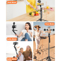 71” Auto Face Tracking Tripod for iPhone & Android with Light & Remote