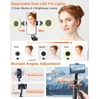 Trépied 71 avec suivi automatique visage, lumière, rotation 360°, télécommande rechargeable pour iPhone/Android/GoPro