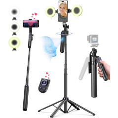 71” Auto Face Tracking Tripod for iPhone & Android with Light & Remote