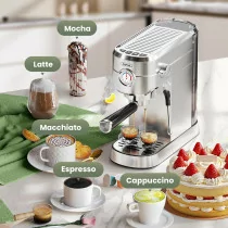 Gevi 20 Bar Espresso Maker with Milk Frother - Stainless Steel Coffee Machine