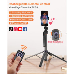 71” Auto Face Tracking Tripod for iPhone & Android with Light & Remote