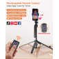 71” Auto Face Tracking Tripod with Light & Remote for iPhone, Android, GoPro – 360° Rotating Stand