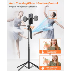71” Auto Face Tracking Tripod for iPhone & Android with Light & Remote