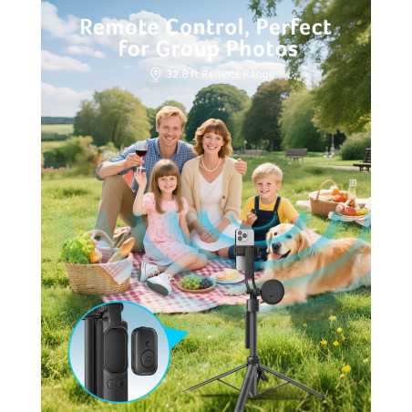 acer 64 Auto Face Tracking Tripod with Light & Remote for iPhone/Android/Camera, 360° Rotating Selfie Stick